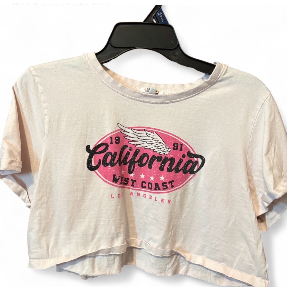 Messy Bun Just chillin’ pink california cropped tee